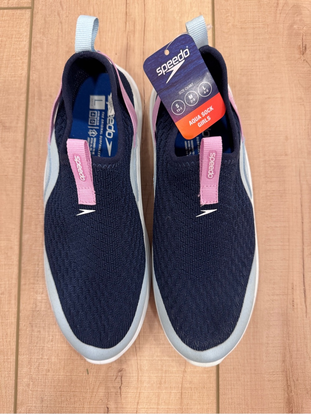 Speedo Navy and Pink Girls' Slip-On Aqua Socks